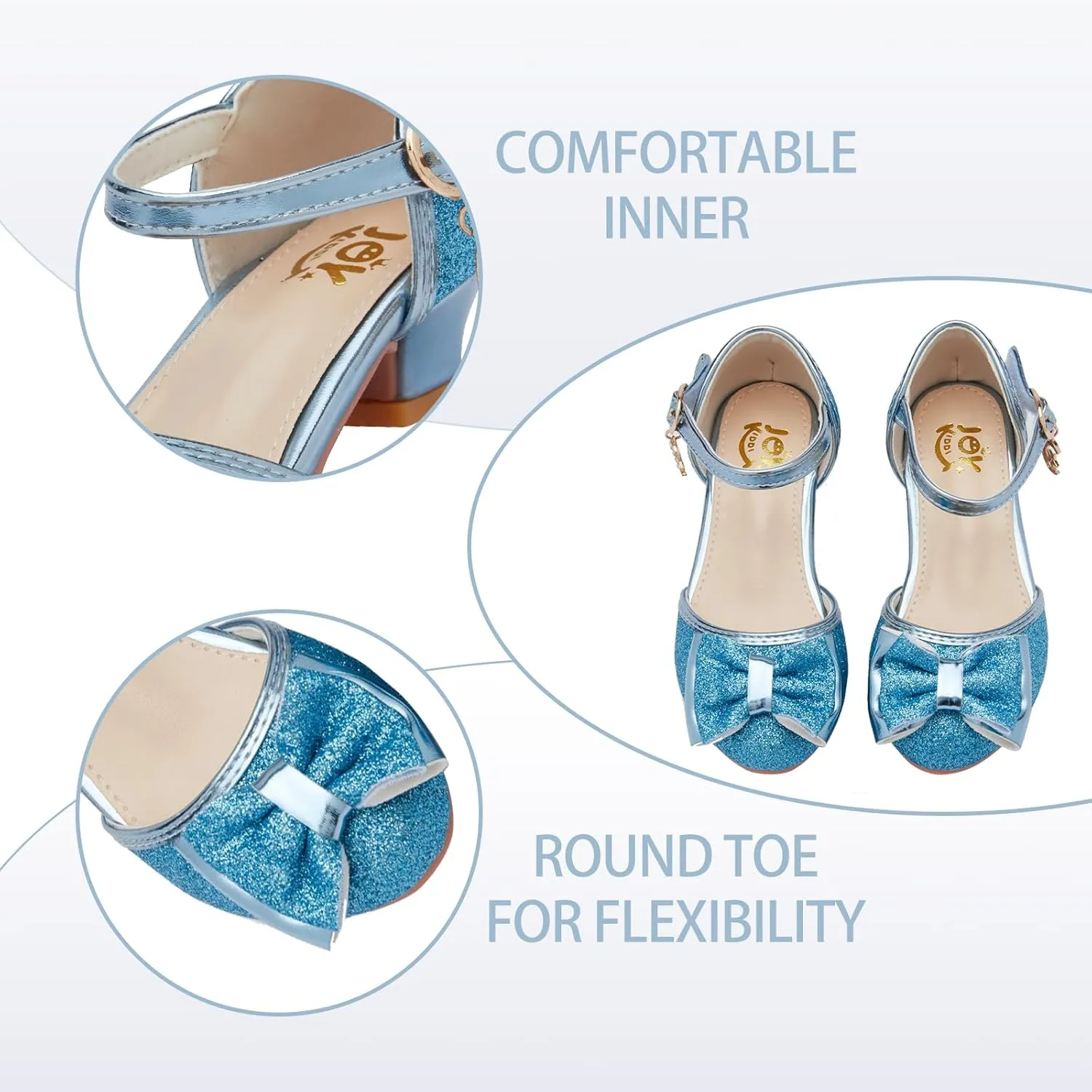 Glitter Girl Dress Shoes Fancy Princess Costume Shoes for Toddler Little Kid Round Toe Pretty Dressy Shoes with Charms Bow,1.2" Low Heel for Wedding Party