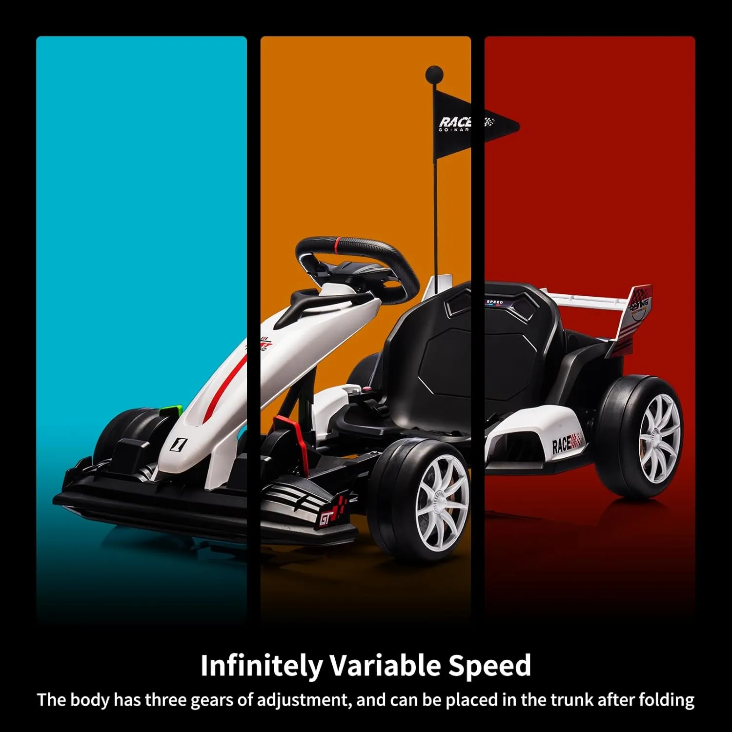 Go Kart Electric Drift Kart Car with Adjustable Seat, 24V Outdoor Ride On Toy with Variable Speed Mode, Crazy Cart for Kids 6  Years Old, High-Speed Racing and Immersive Gaming Combo for Big Kids
