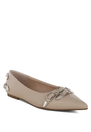 Golini Belt Buckle Ballerinas - Pointed Toe, Flat Heel, Cushioned Insole, Available in Multiple Colors