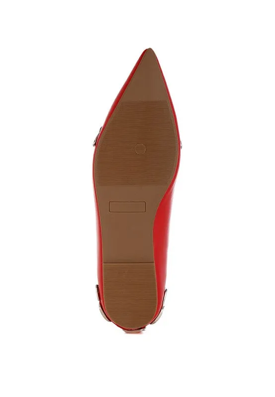 Golini Belt Buckle Ballerinas - Pointed Toe, Flat Heel, Cushioned Insole, Available in Multiple Colors