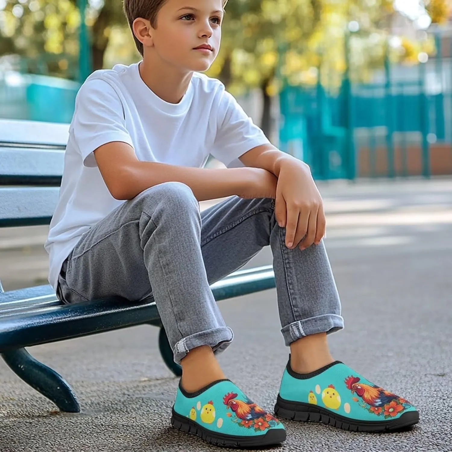 GOSTONG Boys Slip On Loafers Kids Low Top Non Slip Casual Fashion Shoe Outdoor Soft Sports Walking Hiking Shoes Black Sole Size 11-15
