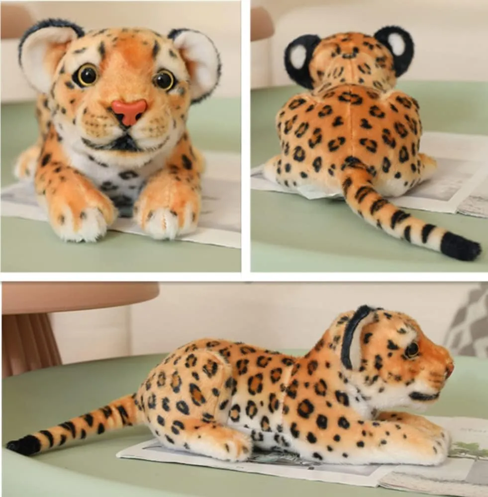 GracesDawn Yellow Recumbent Cheetah Doll, Stuffed Animals - Plush Animal Toy Leopard, Plush Toy cat. (15.7 inches)