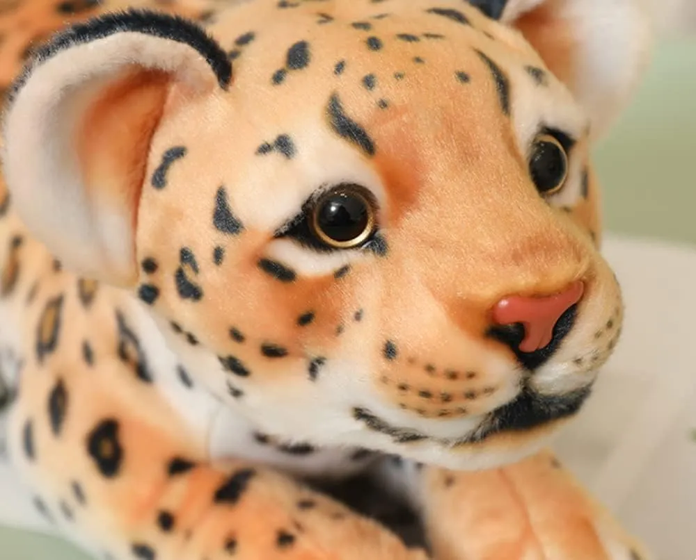 GracesDawn Yellow Recumbent Cheetah Doll, Stuffed Animals - Plush Animal Toy Leopard, Plush Toy cat. (15.7 inches)