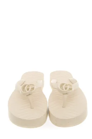 Gucci Ivory Rubber Logo Flip Flop Sandals SZ 40