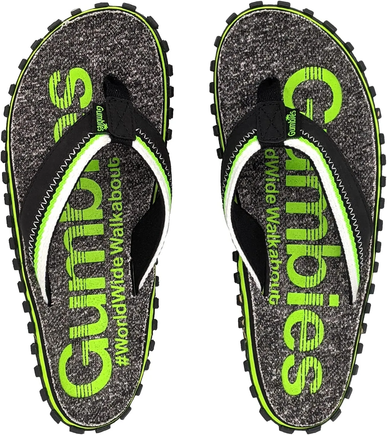 Gumbies Cairns Unisex Flip Flops with Supersoft Cotton Toe Post, Fabric Footbed & Recycled Rubber Sole - Comfort Guaranteed