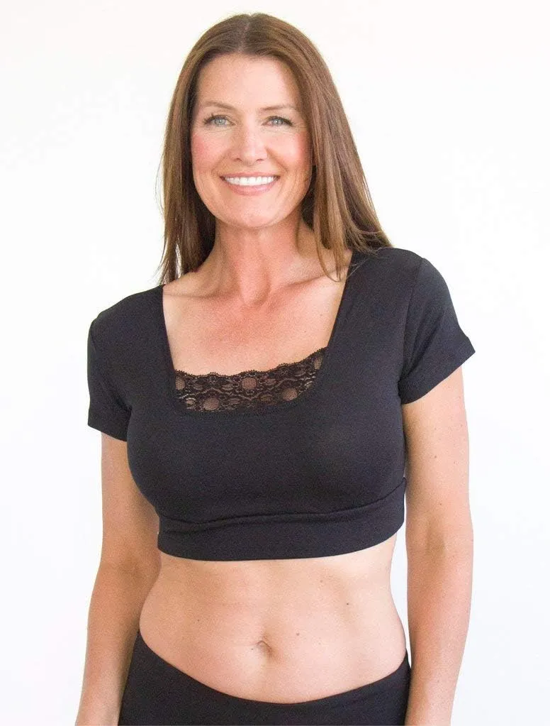 HALFTEE Peekaboo Short Sleeve Layering Tee | Crop Tops for Women & Teens | XS-3X