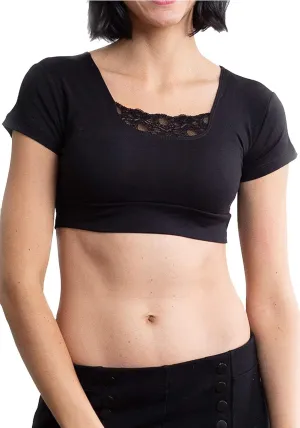 HALFTEE Peekaboo Short Sleeve Layering Tee | Crop Tops for Women & Teens | XS-3X