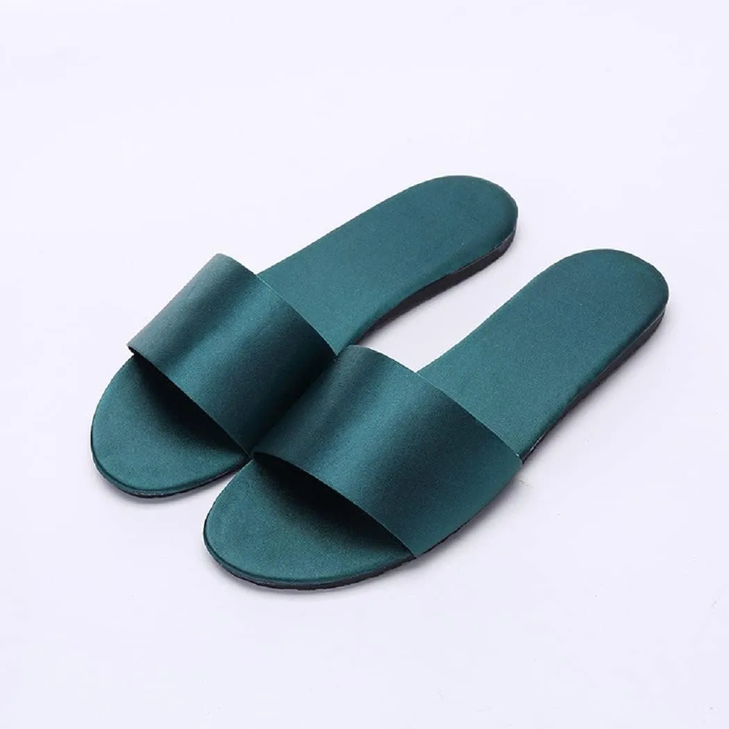 HANDKEI Women's Home Slippers Summer Satin Indoor Breathable Flat Sandals Slippers