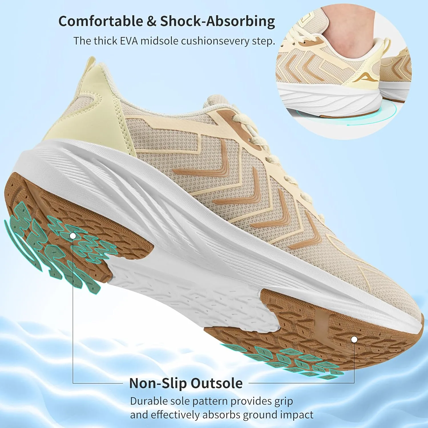 HARENCE Women's Fashion Walking Sneakers: Comfortable Breathable Non Slip Athletic Running Shoes for Gym Workout Cross Training Tennis