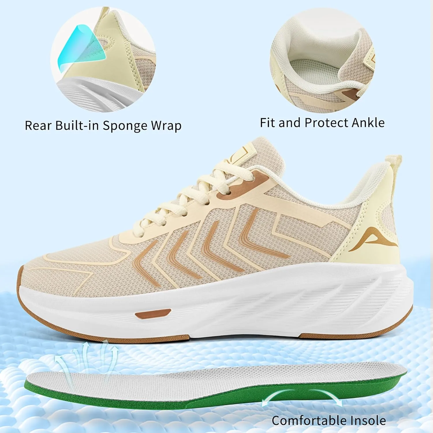 HARENCE Women's Fashion Walking Sneakers: Comfortable Breathable Non Slip Athletic Running Shoes for Gym Workout Cross Training Tennis