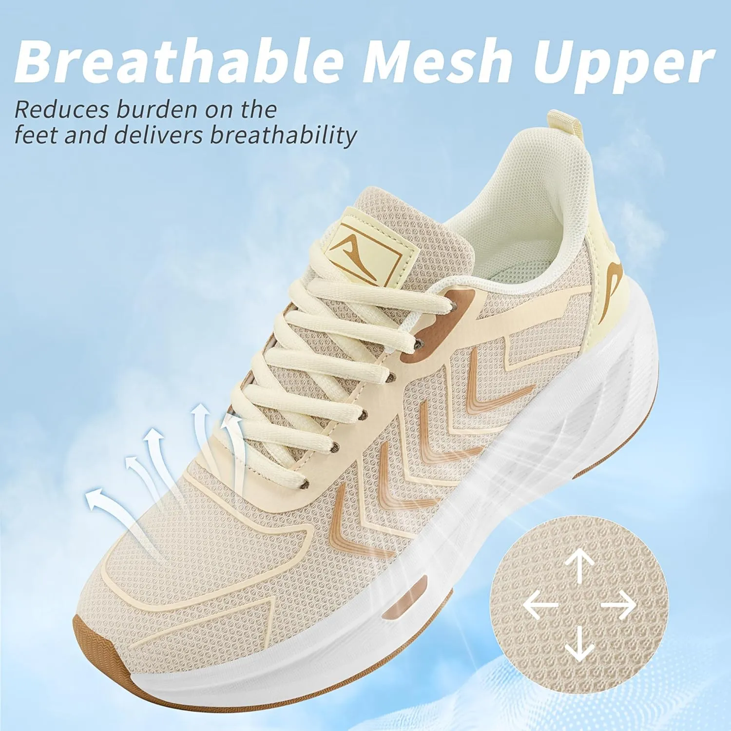 HARENCE Women's Fashion Walking Sneakers: Comfortable Breathable Non Slip Athletic Running Shoes for Gym Workout Cross Training Tennis