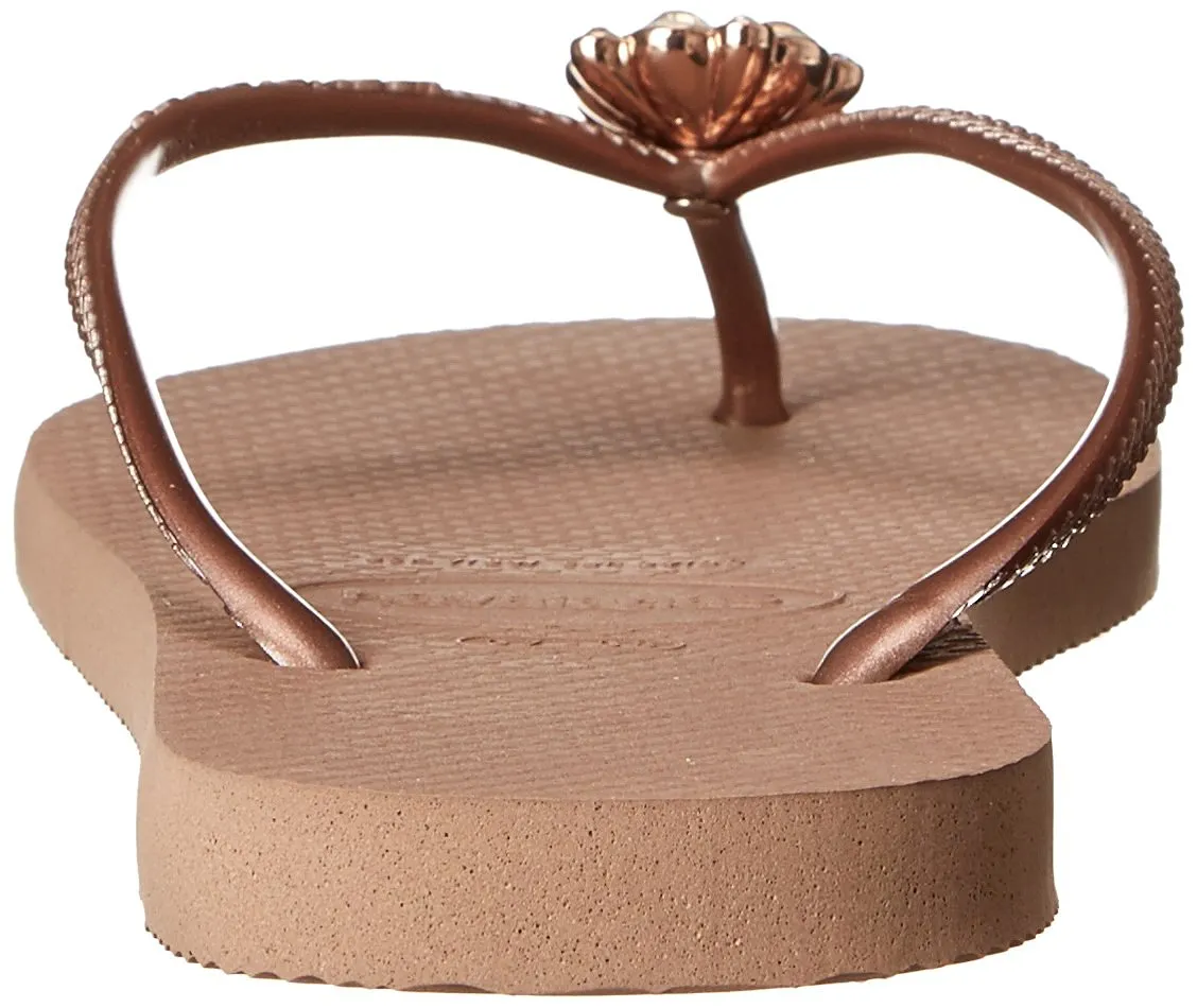 Havaianas Women's Slim Hardware Spider Slip On Rubber Flip Flop Rose Gold (41-42)