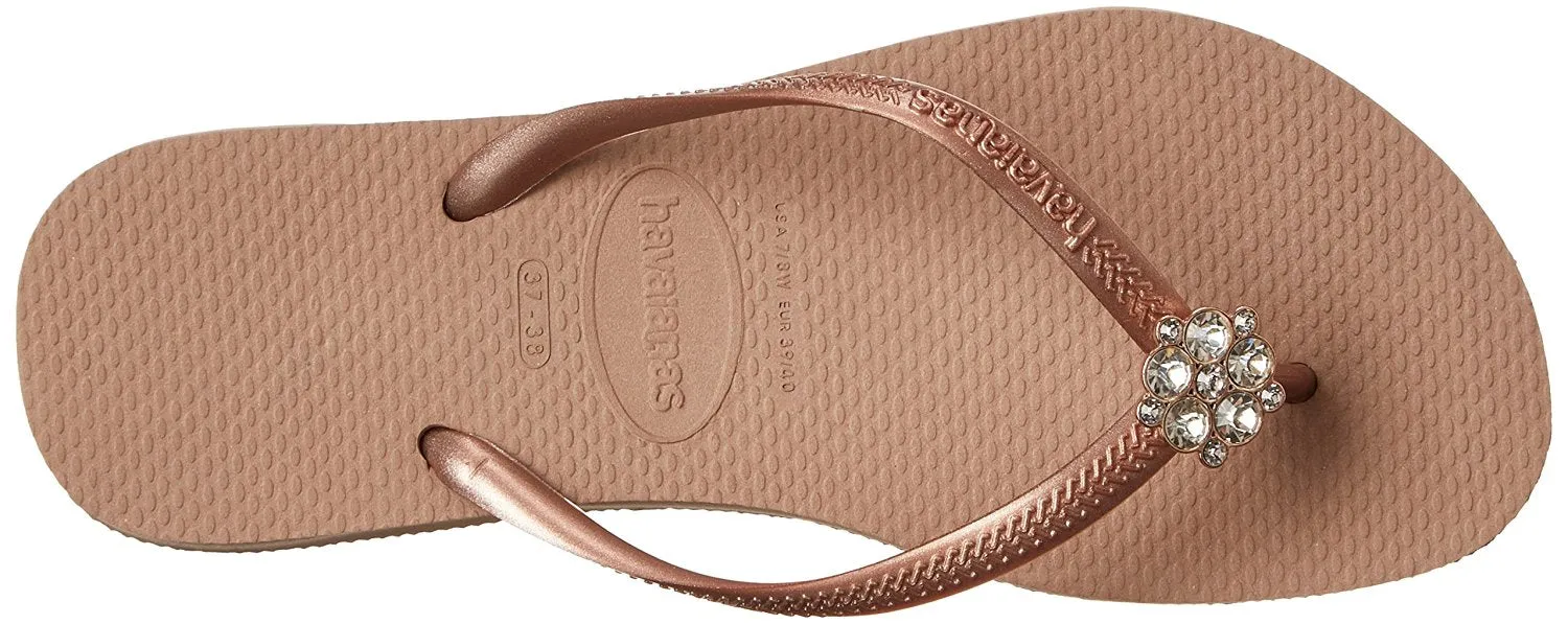 Havaianas Women's Slim Hardware Spider Slip On Rubber Flip Flop Rose Gold (41-42)
