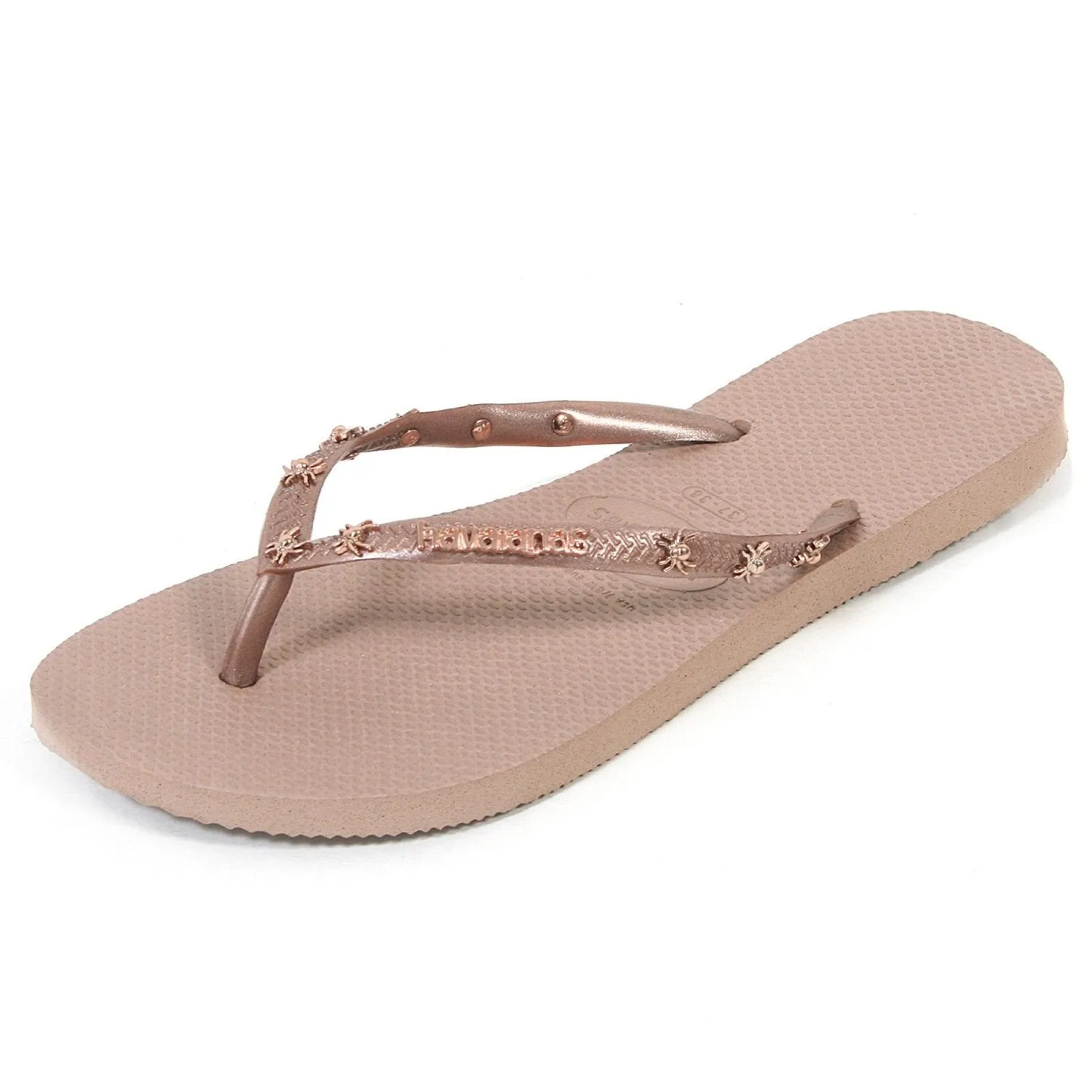 Havaianas Women's Slim Hardware Spider Slip On Rubber Flip Flop Rose Gold