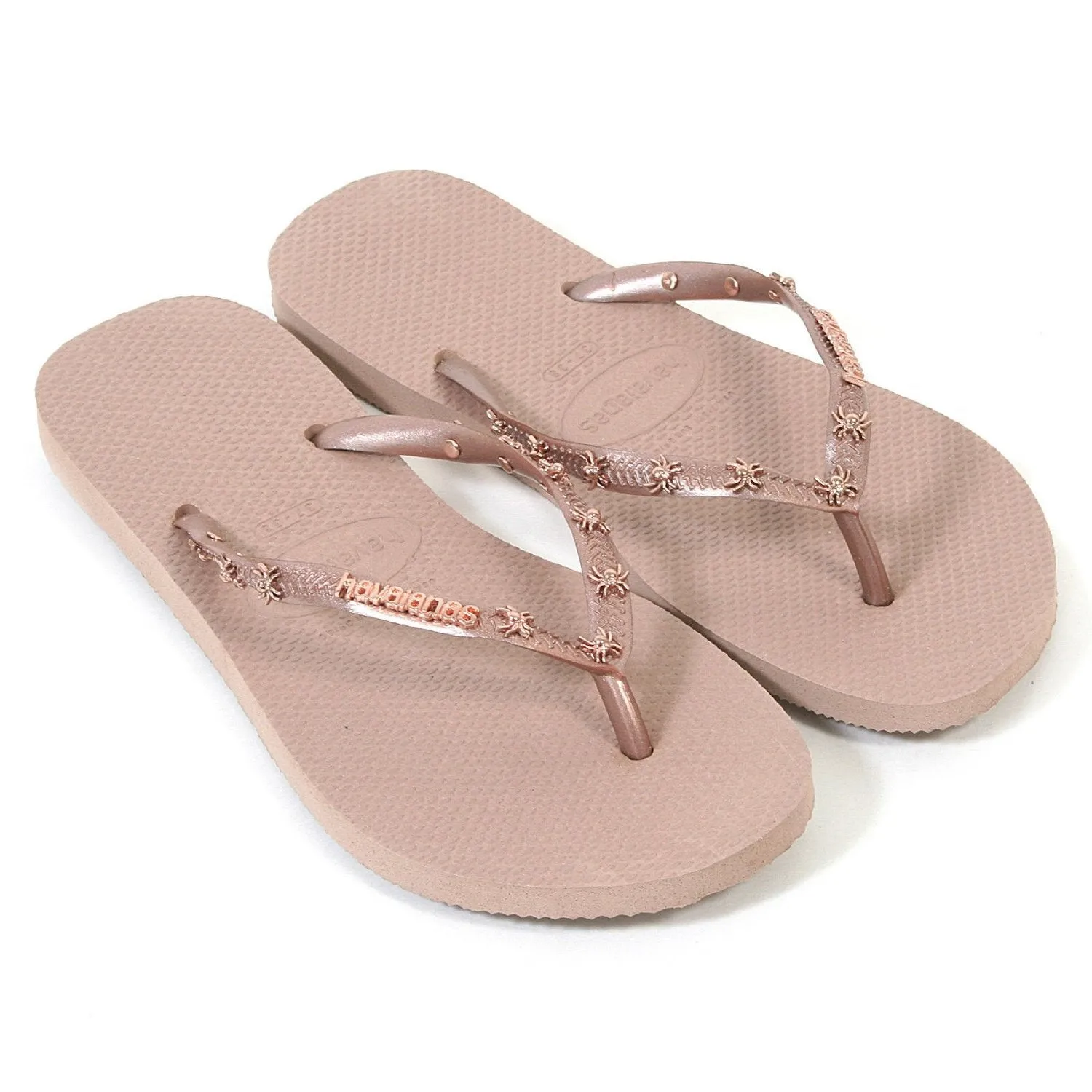 Havaianas Women's Slim Hardware Spider Slip On Rubber Flip Flop Rose Gold