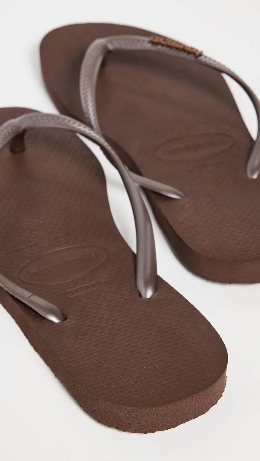 Havaianas Women's Slim Logo Metallic Flip Flops