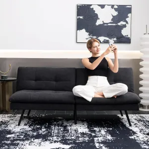 Hcore Polyester Memory Foam Convertible Futon Sofa Bed, Small Splitback Loveseat, 68" L x 32.3" W x 30.7" H, Black