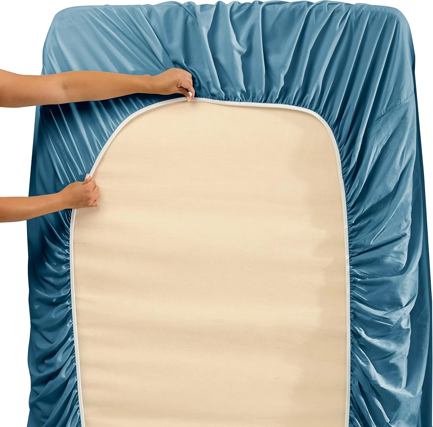 Hearth & Harbor Extra Deep Pocket King Size Sets - Fits Mattress 18-24 Inches Deep - Extra Deep Pocket Sheets - 6 Piece King Size - King - Blue Heaven Sheets
