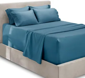 Hearth & Harbor Extra Deep Pocket King Size Sets - Fits Mattress 18-24 Inches Deep - Extra Deep Pocket Sheets - 6 Piece King Size - King - Blue Heaven Sheets