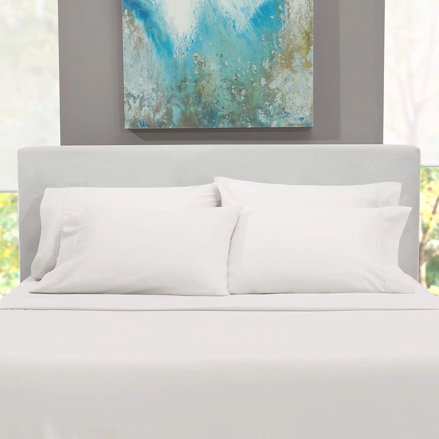 Hearth & Harbor Extra Deep Pocket Queen Sheets Sets - Fits Mattress 18-24 Inches - 6 Piece Queen Size Sheets - White
