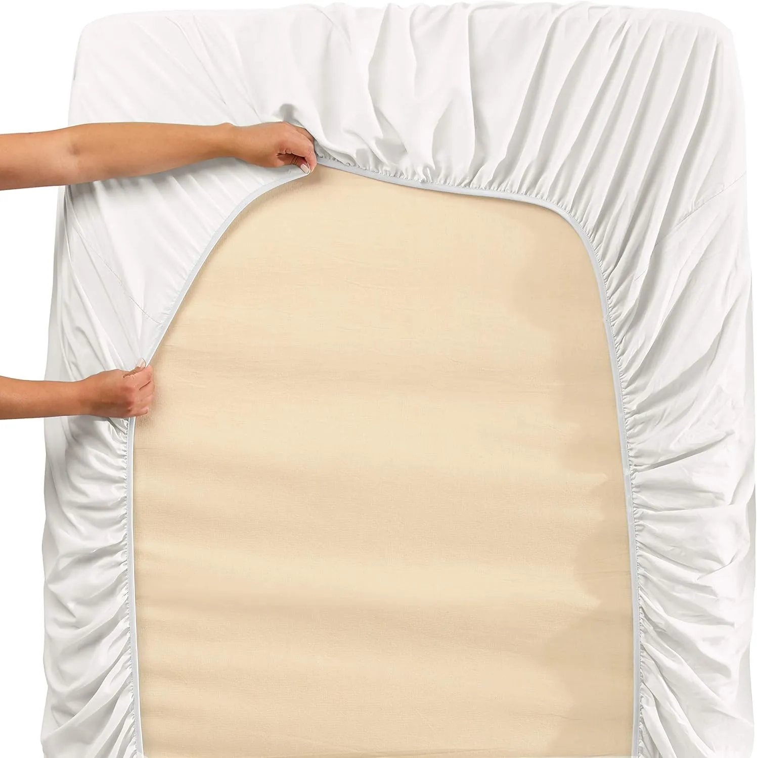 Hearth & Harbor Extra Deep Pocket Queen Sheets Sets - Fits Mattress 18-24 Inches - 6 Piece Queen Size Sheets - White