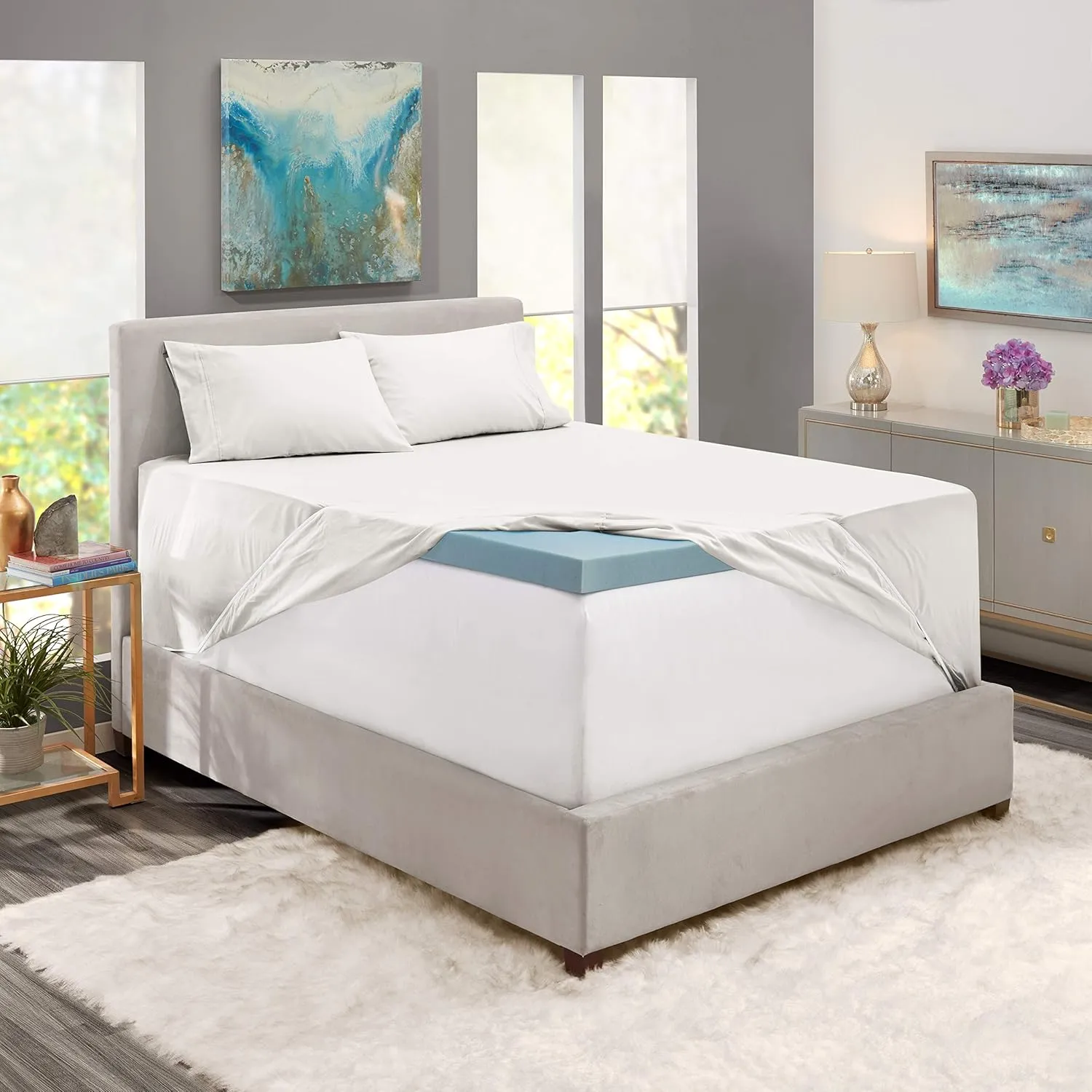 Hearth & Harbor Extra Deep Pocket Queen Sheets Sets - Fits Mattress 18-24 Inches - 6 Piece Queen Size Sheets - White