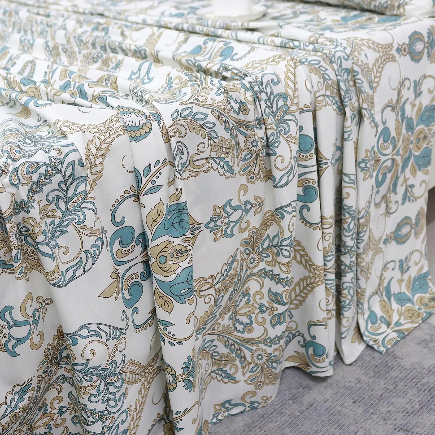 Helthep King Size Bed Sheet Set - 100% Cotton Paisley Patterned Luxury Soft Breathable Percale Sheets with 17.5 Inch Deep Pocket, Boho Style, 4 Pieces