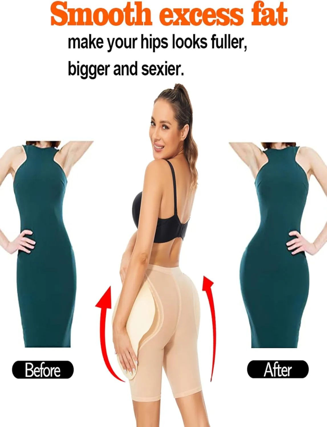 Hip Enhancer Shapewear for Women Hip Dip Pads Bodyshaper Control Knickers Slimming Boyshorts Black
