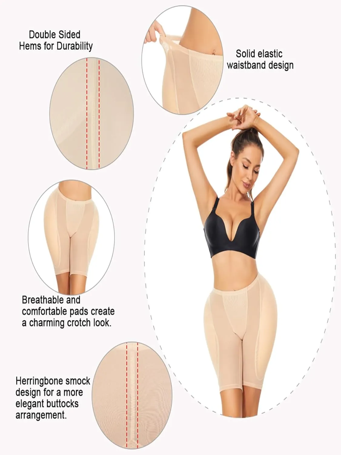 Hip Enhancer Shapewear for Women Hip Dip Pads Bodyshaper Control Knickers Slimming Boyshorts Black