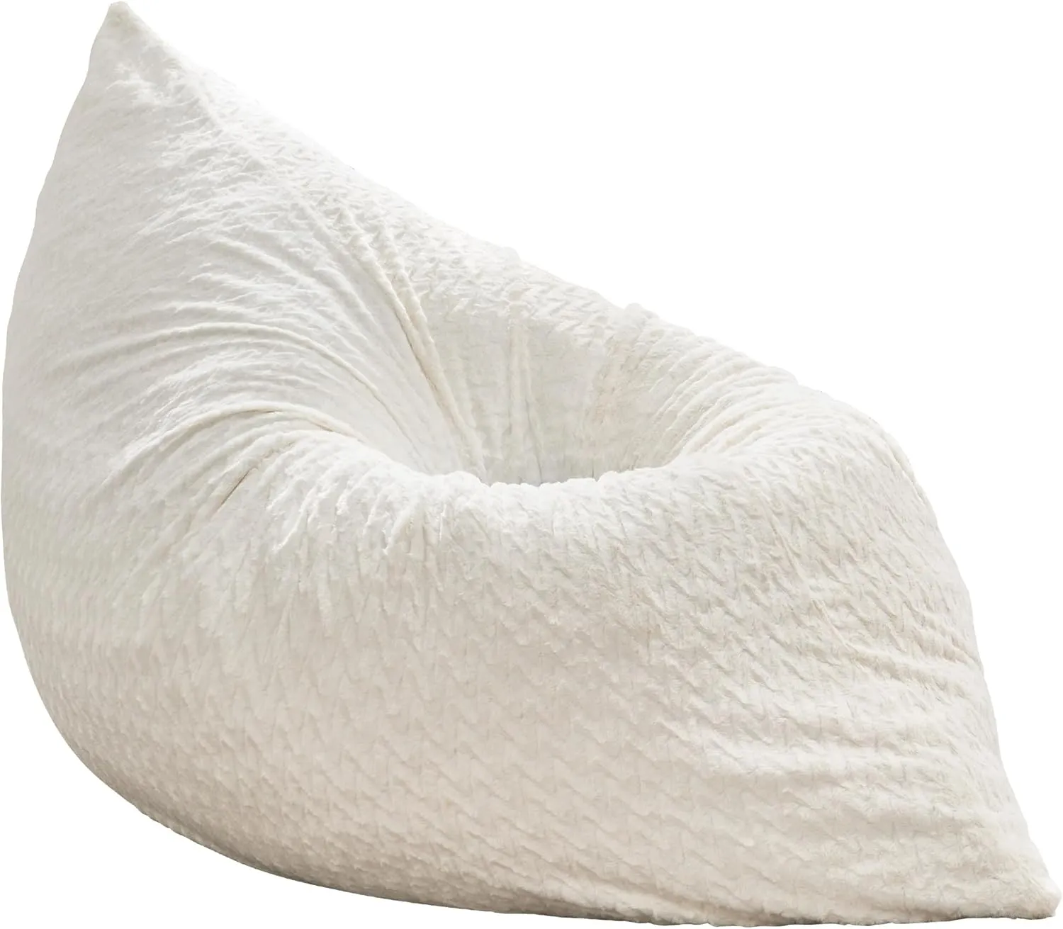 Hobestluk 3 in 1 Bean Bag Chair Giant Bean Bag Chairs for Adults with Chevron Plush Fur Cover Convertible Bean Bag Floor Cushion with Machine Washable Cover for Living Room (Chevron Plush White)