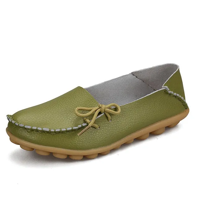 Hollow Super sale Breathable Peas 2018 Walking PU Women Fashion Leather Soft Flat Stock-clearance Shoes