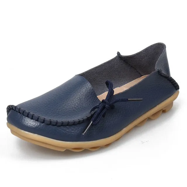 Hollow Super sale Breathable Peas 2018 Walking PU Women Fashion Leather Soft Flat Stock-clearance Shoes