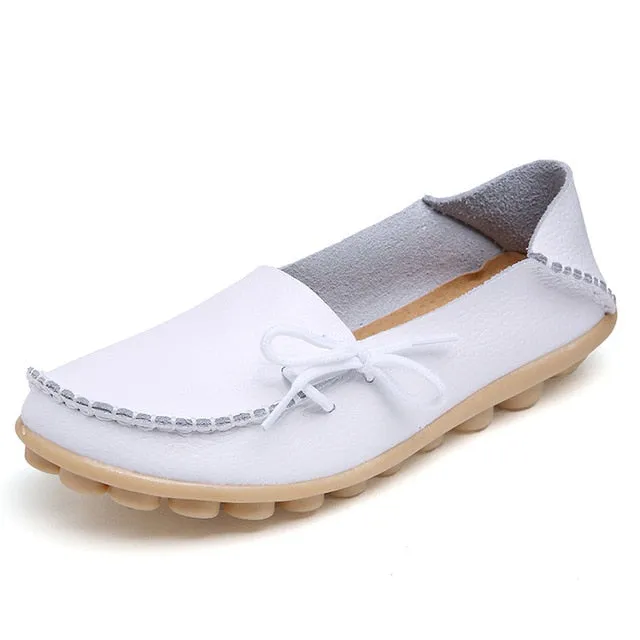 Hollow Super sale Breathable Peas 2018 Walking PU Women Fashion Leather Soft Flat Stock-clearance Shoes