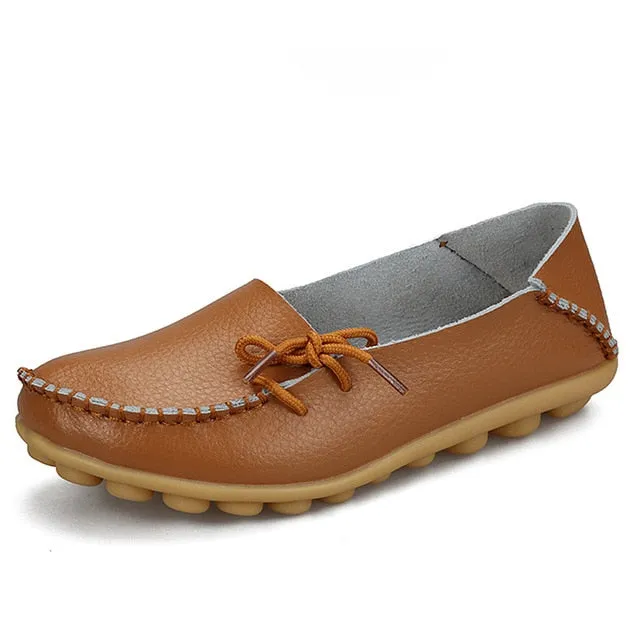 Hollow Super sale Breathable Peas 2018 Walking PU Women Fashion Leather Soft Flat Stock-clearance Shoes