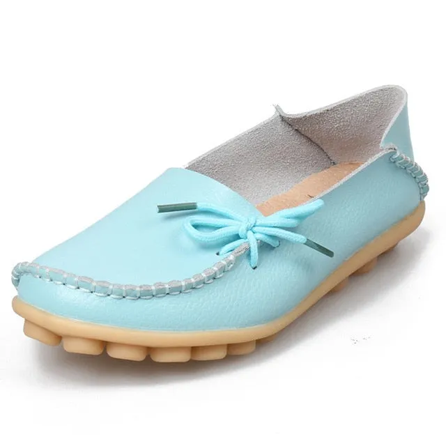 Hollow Super sale Breathable Peas 2018 Walking PU Women Fashion Leather Soft Flat Stock-clearance Shoes