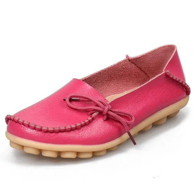Hollow Super sale Breathable Peas 2018 Walking PU Women Fashion Leather Soft Flat Stock-clearance Shoes