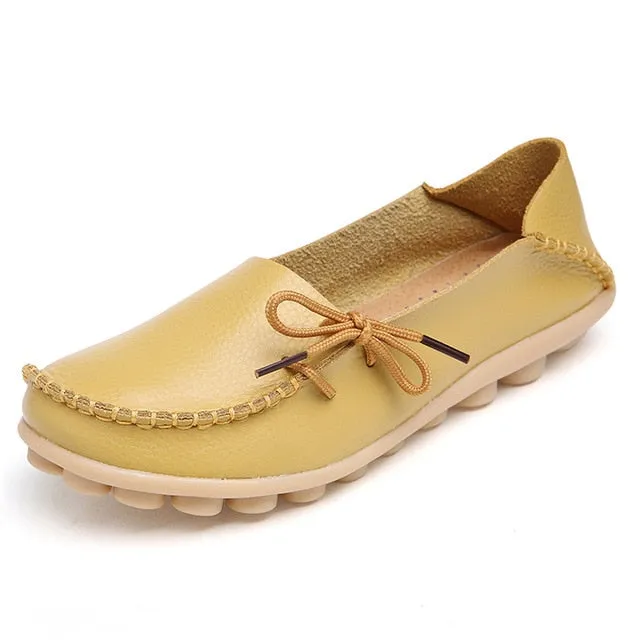 Hollow Super sale Breathable Peas 2018 Walking PU Women Fashion Leather Soft Flat Stock-clearance Shoes