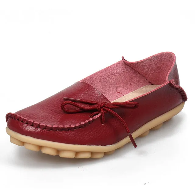 Hollow Super sale Breathable Peas 2018 Walking PU Women Fashion Leather Soft Flat Stock-clearance Shoes