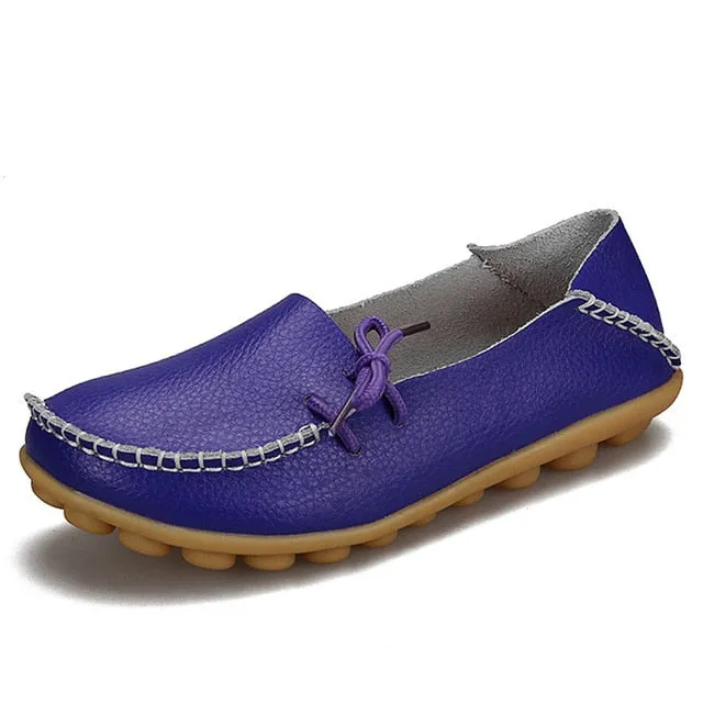 Hollow Super sale Breathable Peas 2018 Walking PU Women Fashion Leather Soft Flat Stock-clearance Shoes