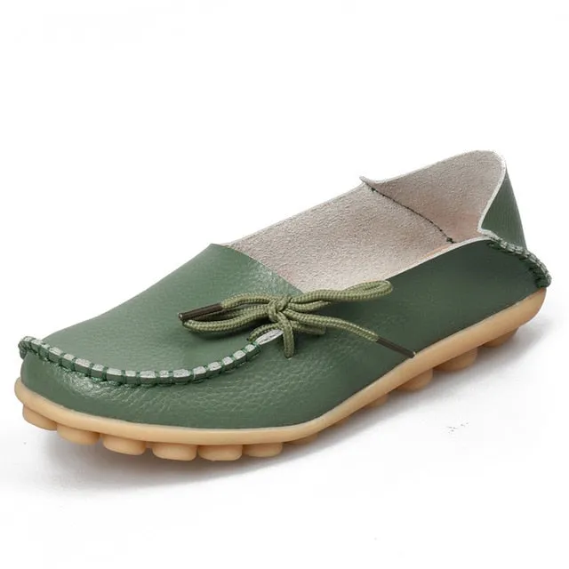 Hollow Super sale Breathable Peas 2018 Walking PU Women Fashion Leather Soft Flat Stock-clearance Shoes