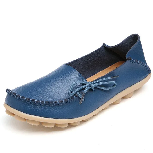 Hollow Super sale Breathable Peas 2018 Walking PU Women Fashion Leather Soft Flat Stock-clearance Shoes