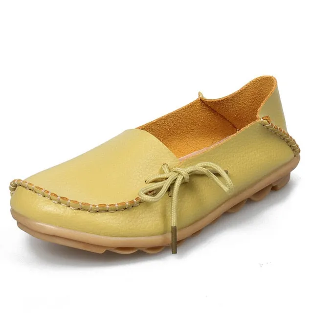 Hollow Super sale Breathable Peas 2018 Walking PU Women Fashion Leather Soft Flat Stock-clearance Shoes