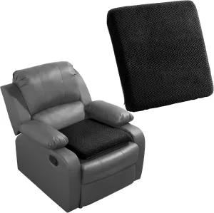 HOMBYS Tufted Furry Recliner Seat Cushion for Elderly Foam Curved Edge Large Square Seat Cushion for Recliner Chair, Floor Pillow, Office Chair, Car, No Pressure on Thighs, Black