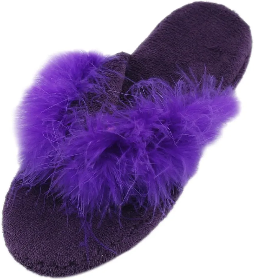 Home Slipper Women's Soft Fleece Indoor Non-Slip House Flip-Flops SPA Thong Slippers