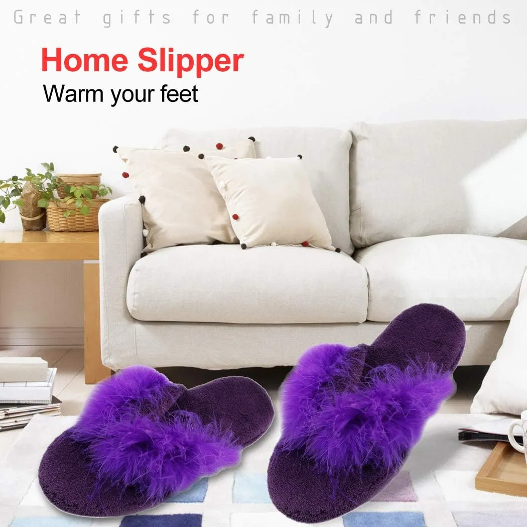 Home Slipper Women's Soft Fleece Indoor Non-Slip House Flip-Flops SPA Thong Slippers