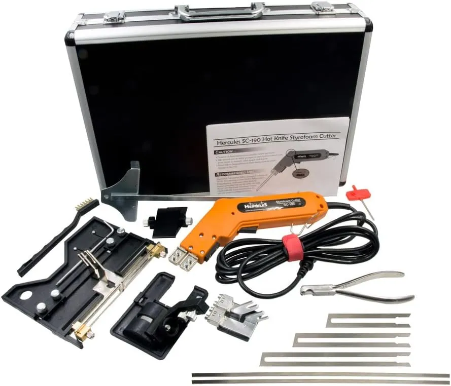 Hot Knife Foam Heat Cutter Kit, Handheld Heat Cutter, Styrofoam Cutter, Polyurethane, Polyethylene, Polyester & Polyether Foam Hot Cutter, Sponge Rubber Cutter - Hercules SC-190 Hotknife Master Kit
