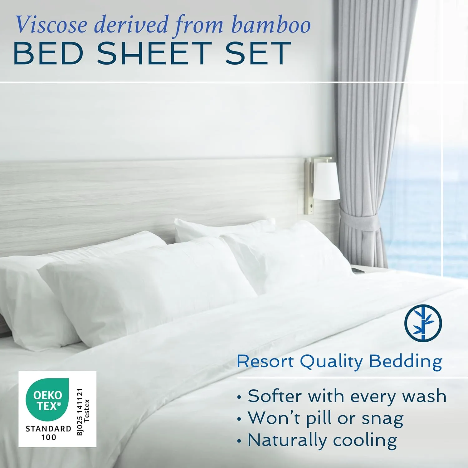 Hotel Sheets Direct 4 Piece Bed Sheet Set Queen Size, 100% Viscose Derived from Bamboo Sheets Set with 2 Pillowcases, Cooling & Breathable Luxury Bedding, Moisture-Wicking & Silky Soft Texture, Black