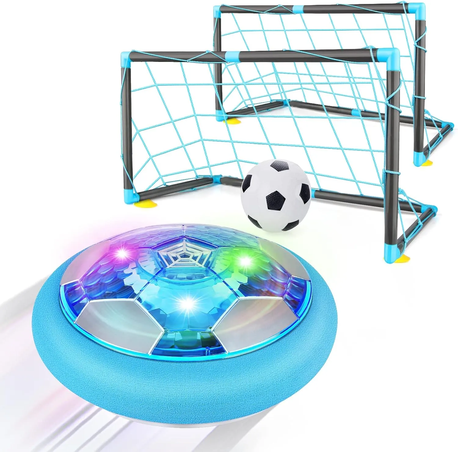 Hover Soccer Ball Set with 2 Goals, Rechargeable Indoor Air Floating Soccer Ball with LED Light and Foam Bumper, Perfect Birthday Xmas Gifts for Age 3 4 5 6 7 8-12 Year Old Kids Boys Girls