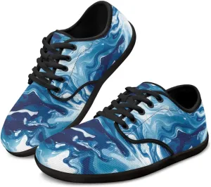 Howilath Marble Print Women Barefoot Shoes Lace-up Flat Shoes with Anti-Slip Sole Breathable Casual Sport Shoes