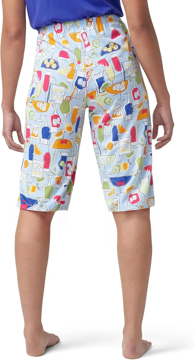 HUE Women's Summer Vacation Pajama Separates, Soft, Whimsical Print Pjs with Tropical Beach Themes, Flip Flops, Cocktails